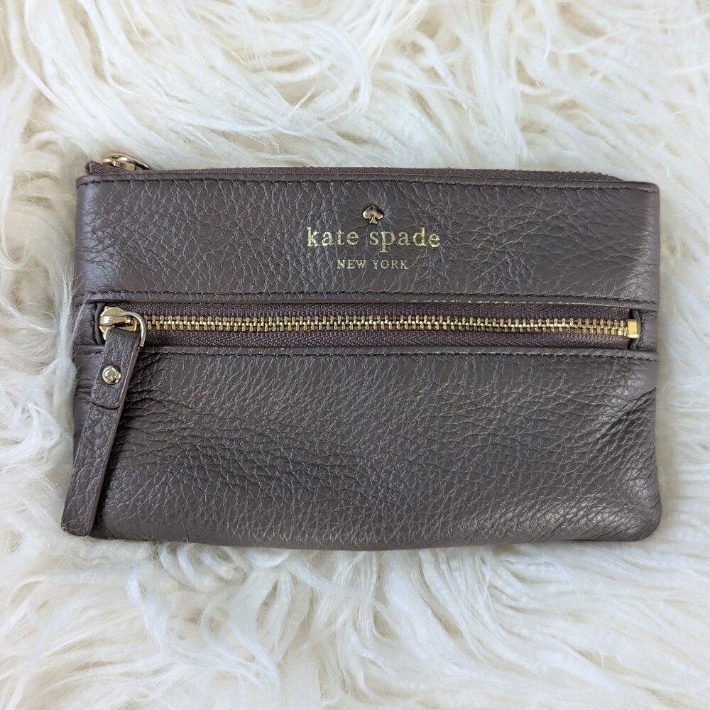 Kate Spade Grey Soft Pebbled Leather Wristlet